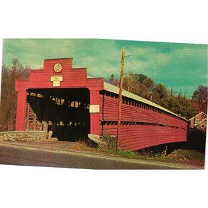 Vintage Dreibelbis Station Covered Bridge Postcard Pennsylvania Dutch Country